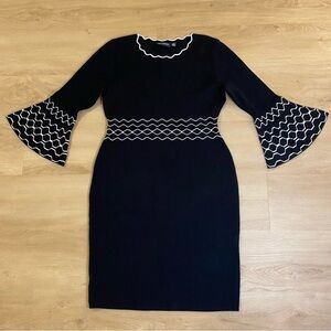 Nina Leonard Black bell sleeve dress size Small